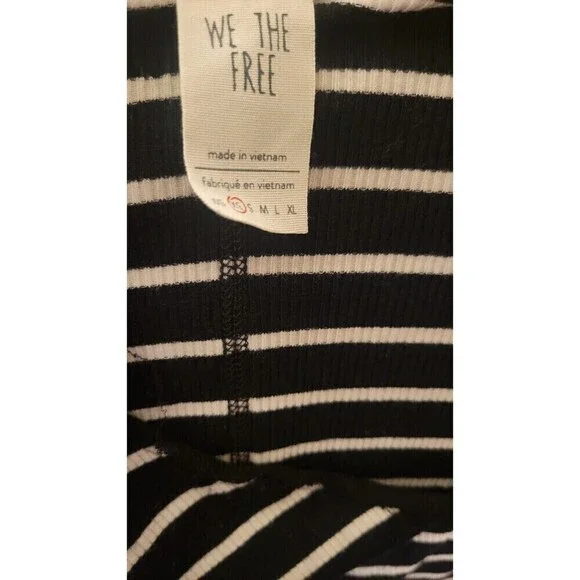 Free People We The Free Tangerine Black and White Striped Peplum Top Size Small - Picture 10 of 12